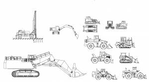 B_14 Строительная техника (землеройные машины, бурилка, бульдозер)